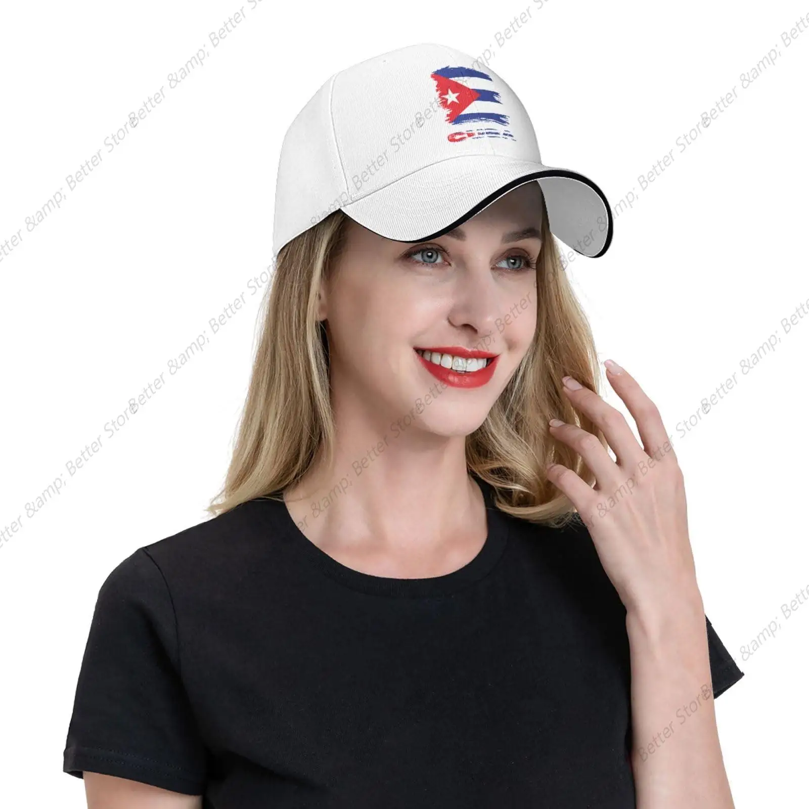 Vintage Cuba Cuban Flag Sandwich Printed Baseball Cap Dad Truck Flat Bill Snapback Brim Sports Hip Hop Hat for Men Women