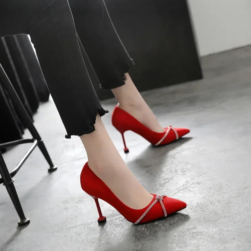 

30-44 Red High Heels Wedding Shoes Women Thin Heel Stiletto Pumps Sexy Party Shoes Ladies Heels