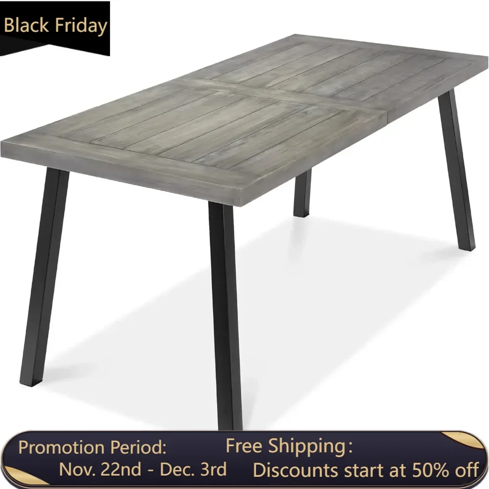 6-person indoor/outdoor dining table, picnic table, powder coated steel, 350 pound capacity legs - Weathered Gray