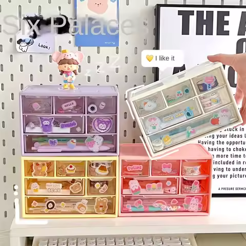 INS Nine Palace Grid Drawer Storage Box Dust Proof Stationery Jewelry Hand Ledger Desktop Mini Girl Jewelry Storage Cabinet