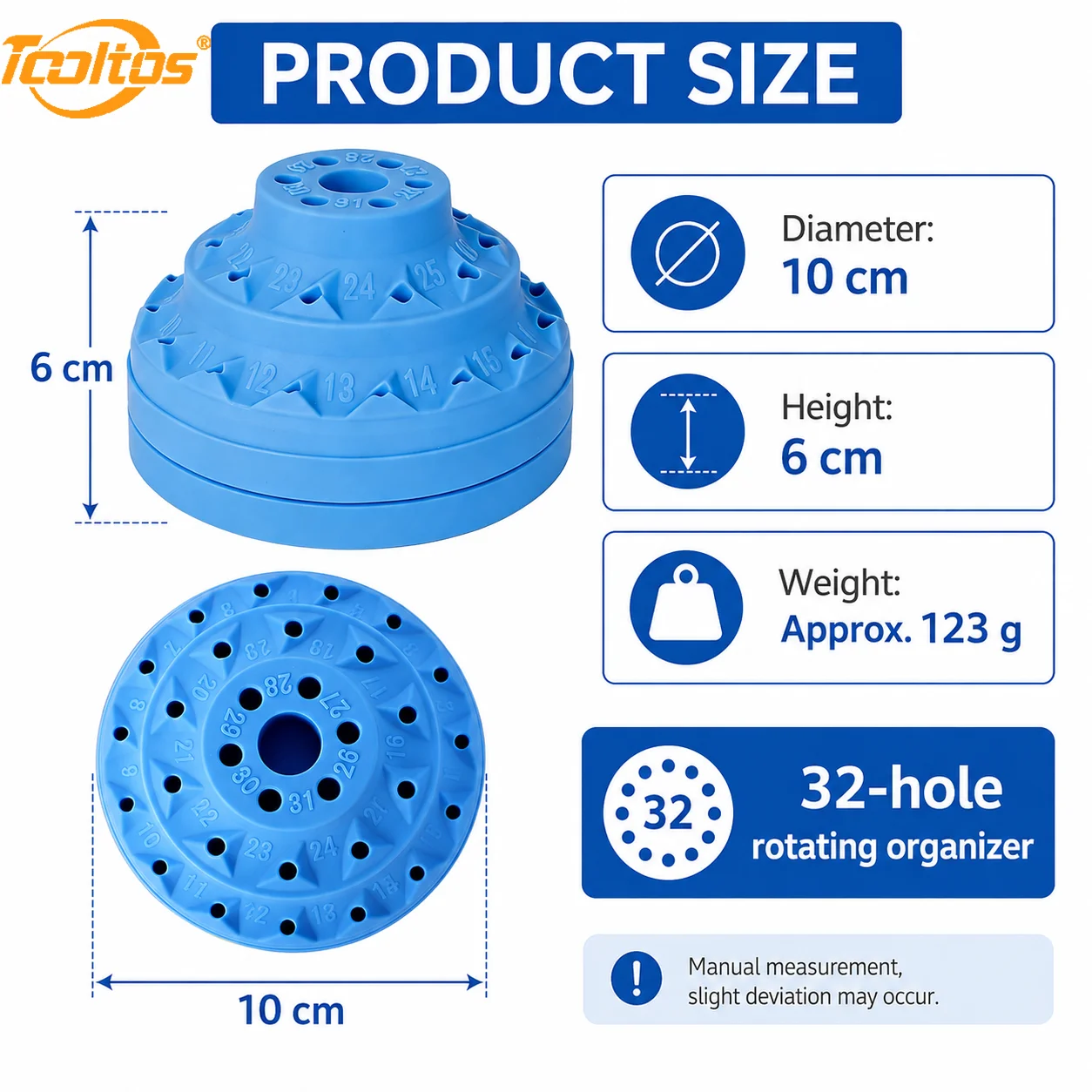 TOOLTOS Rotating Bur Holder Storage Box Multi Hole Drill Bit Grinding Head Organizer 100x60mm for Jewelry Rotary Tools Gray Blue Green Black