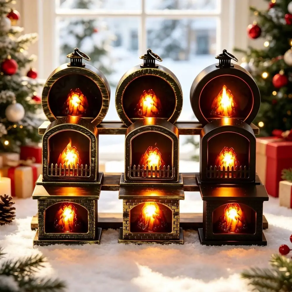 Mini LED Fireplace Model Creative Design Flame Atmosphere Simulation Fireplace Electronic Candle Glowing Light