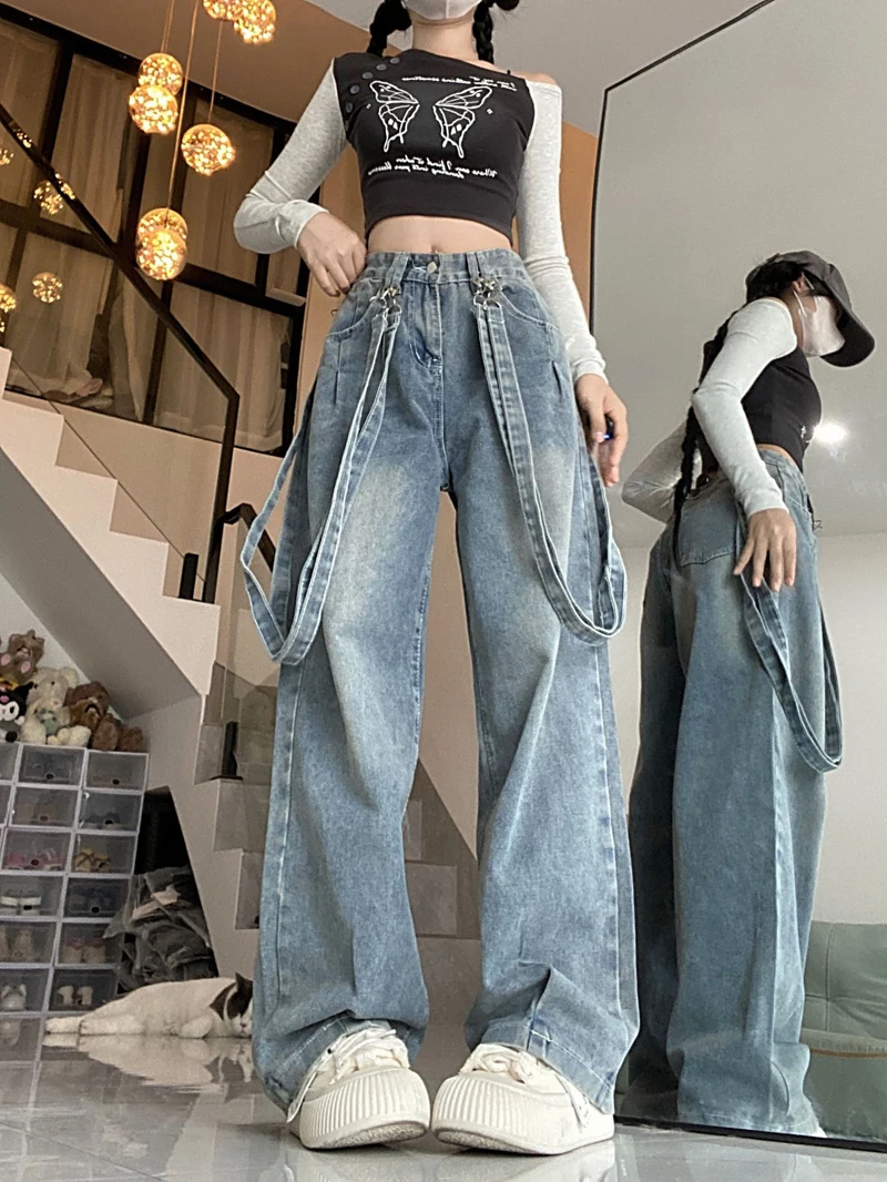 Elegant Jumpsuits For Woman Yellows Student Reducing Denim Preppy Chic Summer College Comfy Drape Garment Vertical Mori