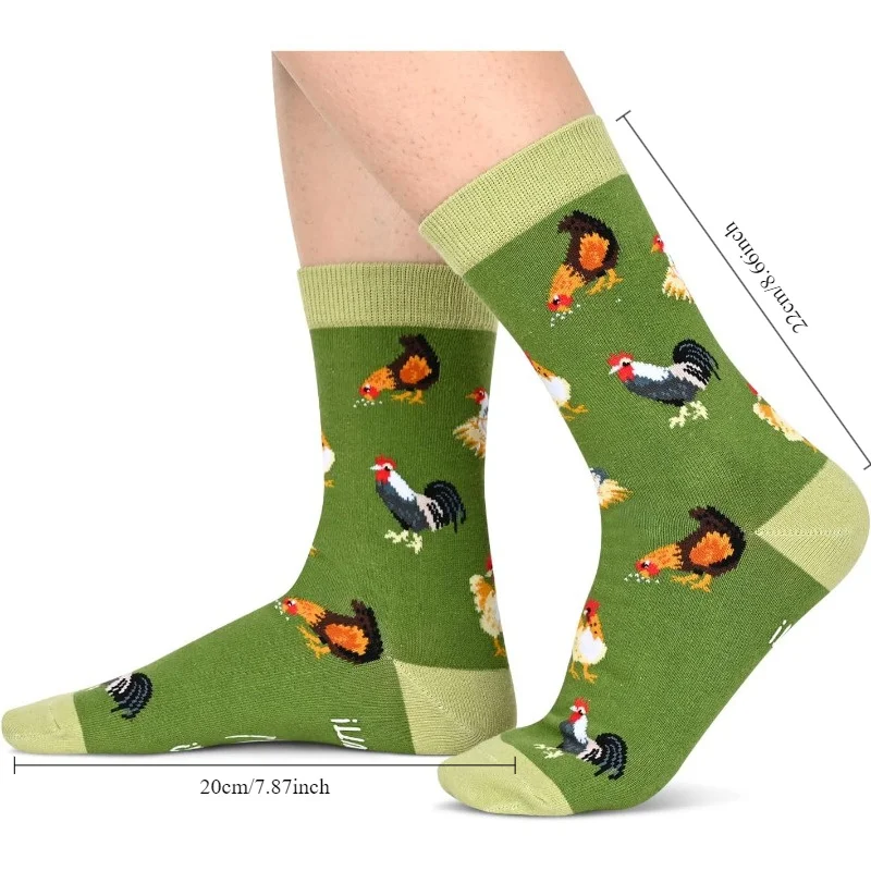 1pair Men Chicken green Business Soft Novelty Fashion Colorful Letter printing funny sock Gifts