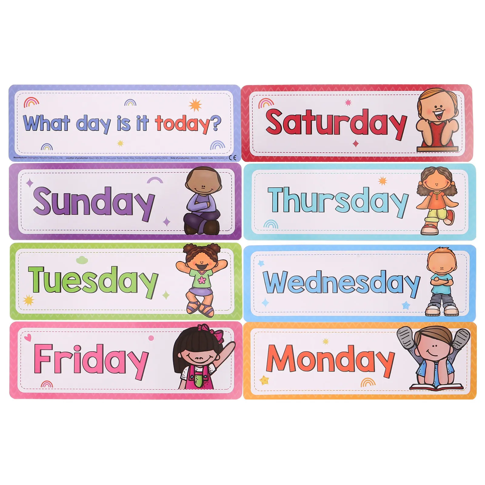 

8Pcs Toddler Flashcards Days of The Week English Teaching Cards Preschool Learning Supplies Early Cognition Classroom Portable