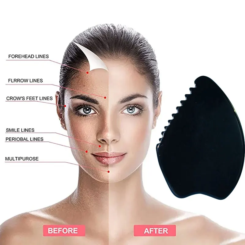 

Black Bianstone Gua Sha Massage Natural Stone Facial Back Scraping Board Health Care Anti-Cellulite Point Therapy Guasha Massage