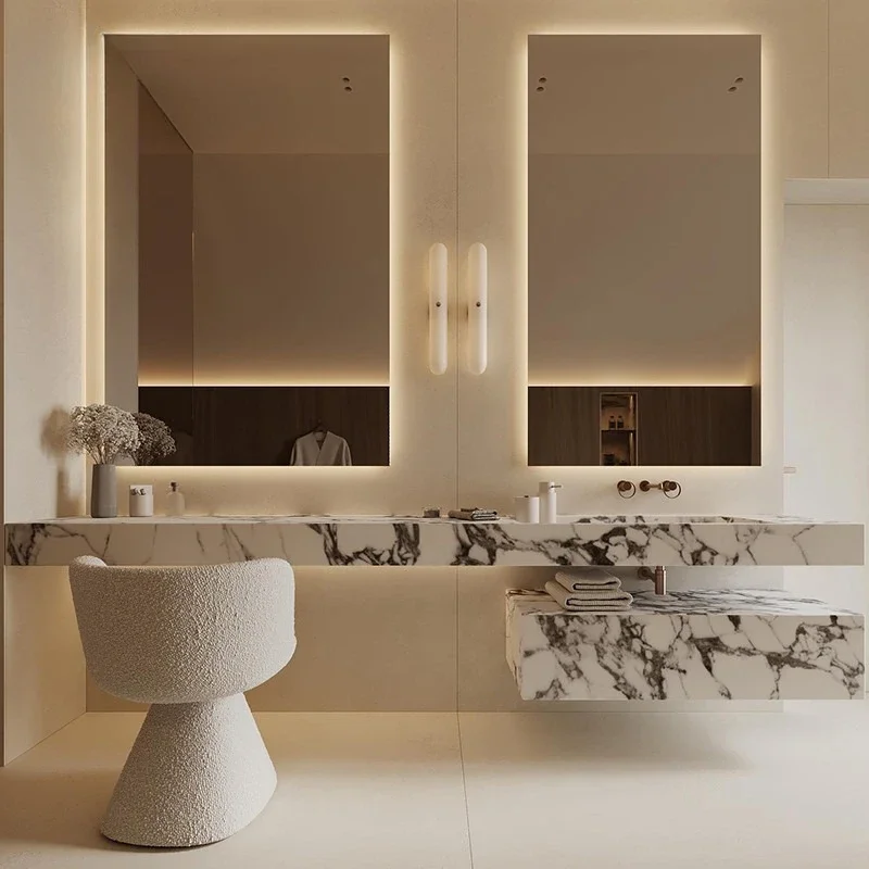 Customizable Glazed Marble Sink, High-gloss Coating Craft, Easy-clean Basin for Hotel Bathroom.