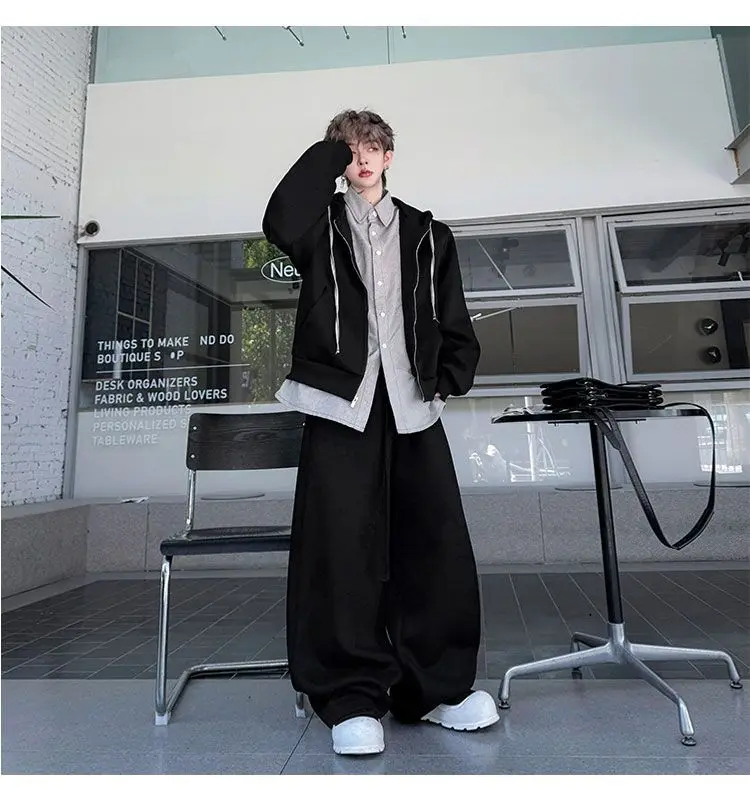 

American Heavyweight Men's and Women Sports Sweatpants Men's Spring and Autumn Trendy Brand Loose Straight-leg Wide-leg Trousers