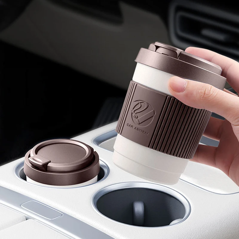 

1Pc Portable Car Cup Holder Ashtray Anti Fly Ash Coffee Mug Style Odorless Alloy Liner Cigarette Ash Holder for Car Accessories