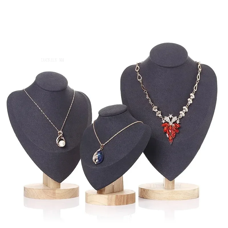 1Set Velvet Portrait Necklace Display Pendant Organizer Display Stand Jewelry Mannequin Bust Necklace Pendant Window Display