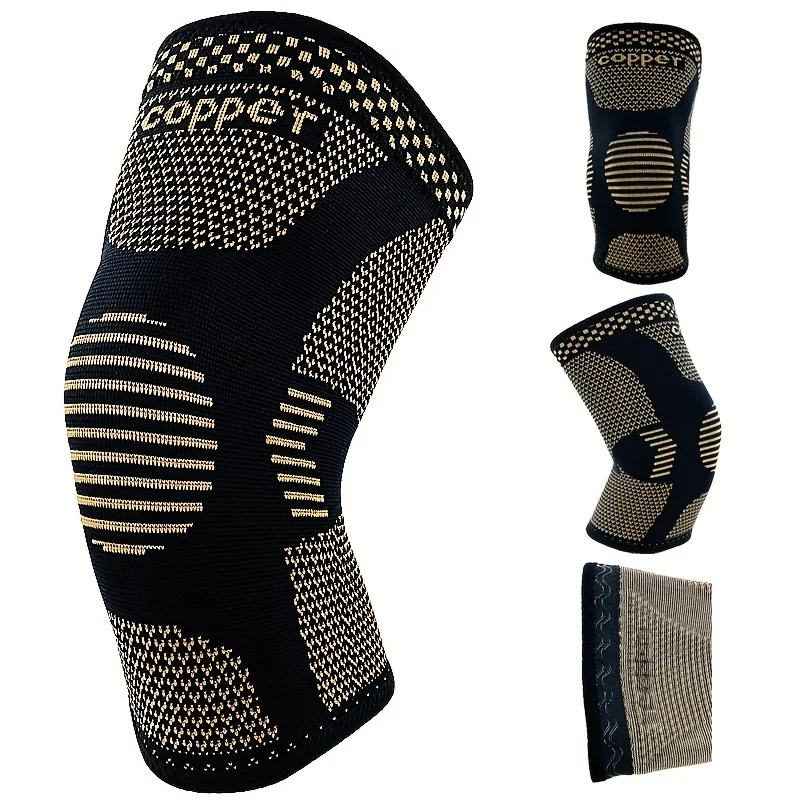 Copper Knee Brace for Arthritis Pain Basketball Outdoor Sports Knee Pads Elastic Knitted Compression Leg Warmers Women Men