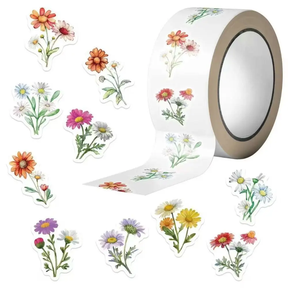 500pcs/Roll New Multi-color Daisy Flower Stickers Waterproof DIY Floral Envelope Sealing Labels Decals Phone Case