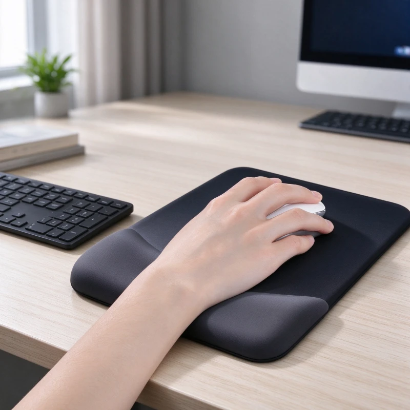 Ergonomic Silicone Mouse Wrist Rest Pad with Thick Non Slip Base, Raised Massage Texture plus Moisture Absorbing Soft Fabric