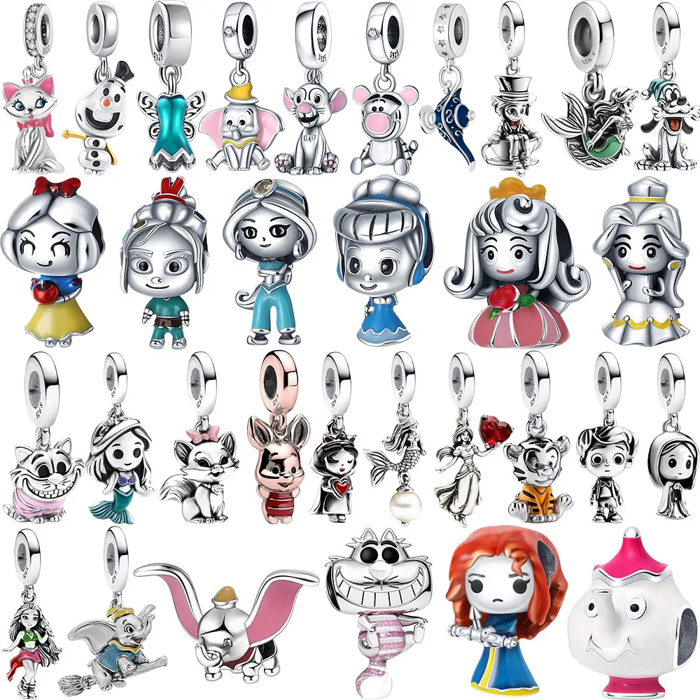 Nouveau Pendentif Breloque Perle Éléphant Princesse Sirène en Argent 925 Kawaii 2026 pour Bracelets, Colliers, Porte-clés, Bijoux DIY, Cadeau Femme