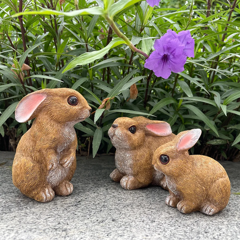 토끼 장식 마당 장식 야외 세트, 가정 정원용 토끼 장식, 야외 동상, 부활절 토끼 테이블, 재미있는 정원, 3 세트