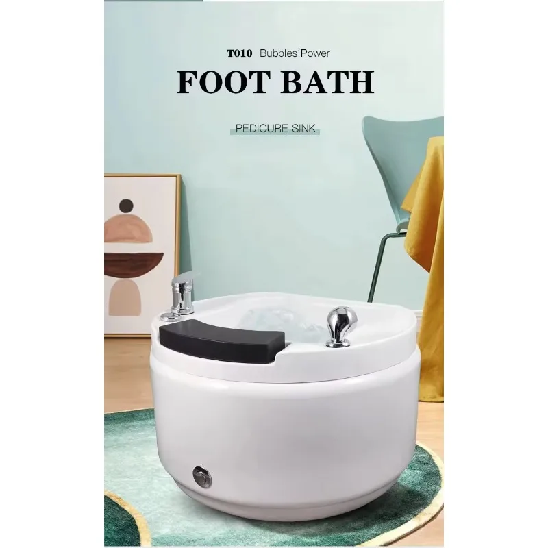 Modern Adjustable Pedicure Chair Large Portable Deep Foot Bath Spa Tub Vibration Heat Rolling/Kneading Massage Salon