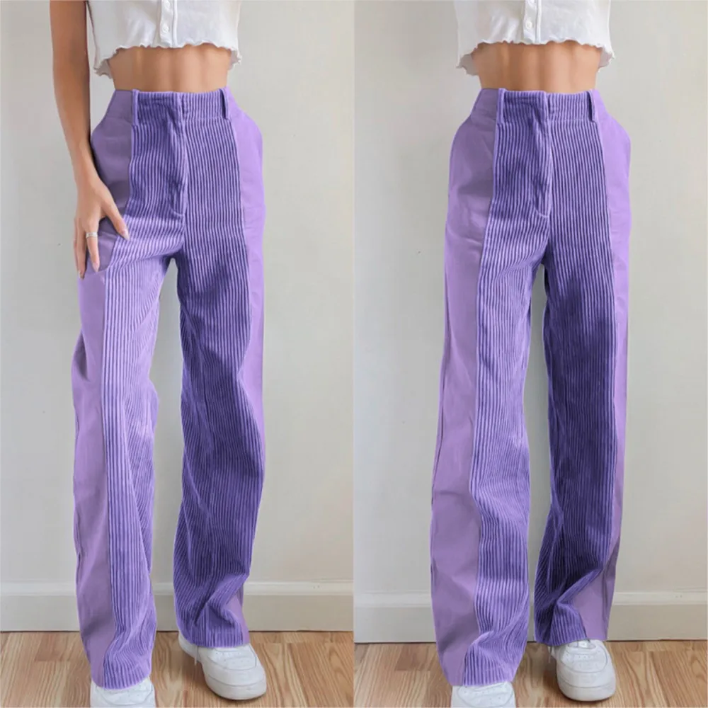 Autumn And Winter New Women's Suit Pants Loose Color Blocked Pants Light Core Velvet Pants Ladies Fashionable Street Trousers