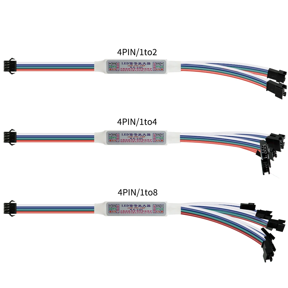 Led Strip Mini Signal Amplifier Repeater For WS2812B WS2811 SK6812 3Pin RGBIC Addressable LED Strip Module 1 TO 4/8 5-24V