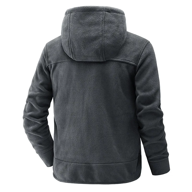 New Men\'s Fleece Coat Windproof Cold Resistant Fleece Sports Winter Hooded Warm Comfort Thick Coat Men High Quality Clothing