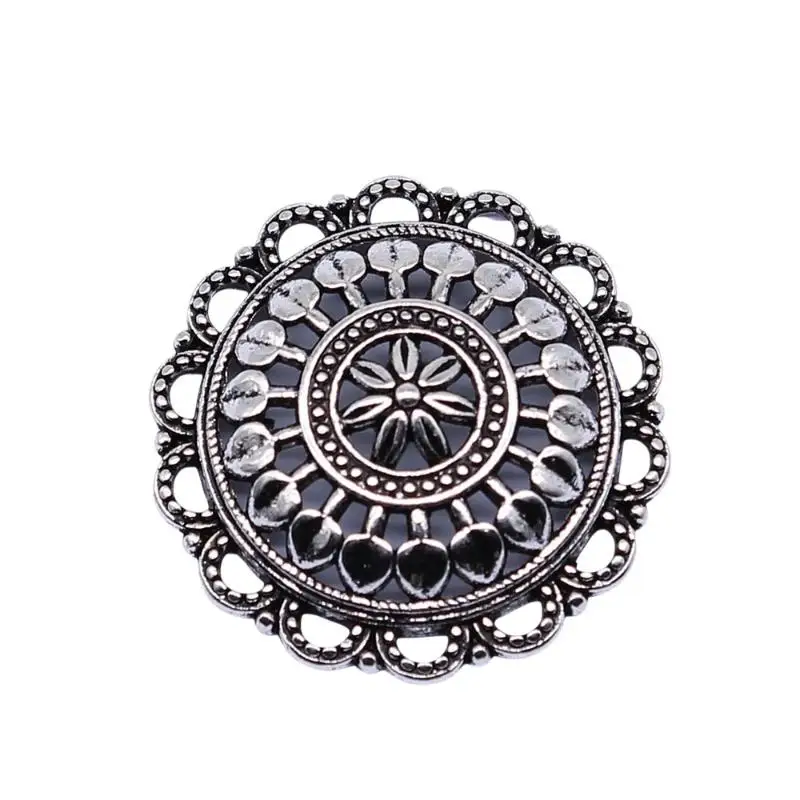 10 Stück Antik-Bronze Gold Silber Runde Hohle Blumen-Anhänger DIY Schmuckherstellung Ornament-Zubehör – Detail 4