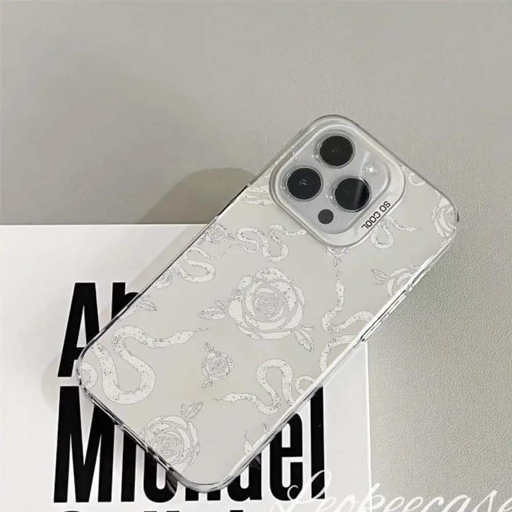 Snake and Flower Phone Case Color electrosilvering IPhone16 11 14 15 12 Pro 11 Plus 13 Pro MAX iphone Drop case