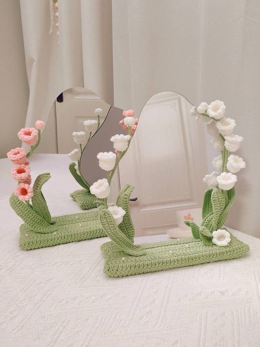 Handmade Crocheted Linglan Bouquet Makeup Mirror Decoration Wool Woven Material Kit