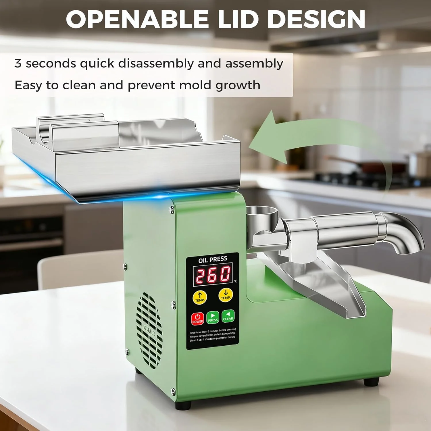 R6S สมาร์ทเครื่องกดน้ํามัน 304 สแตนเลสสตีลน้ํามัน Multi-Functional Oil Press High Yield น้ํามันสําหรับ Sesame/ถั่วลิสง/Coc