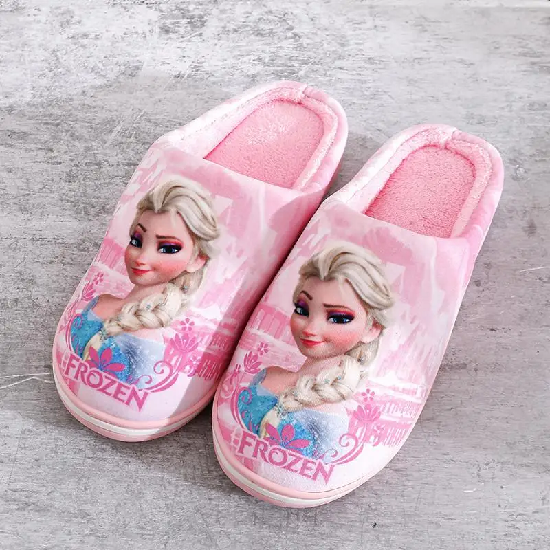 Zapatillas de algodón de Frozen para niñas de Disney, zapatos deportivos de fondo suave antideslizantes, regalo para niñas