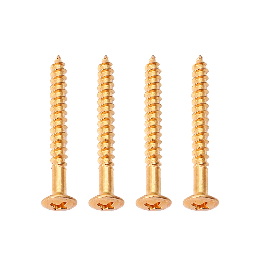 

4pcs Guitar Plate Gold Durable Long Lasting Easy Install For Electric Acoustic Guitars Replacement Guitar Neck Screws Neck Plate