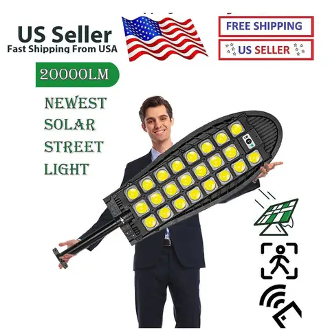 Luz LED solar comercial 9900000LM para exteriores, lámparas de área de carretera de calle atardecer al amanecer