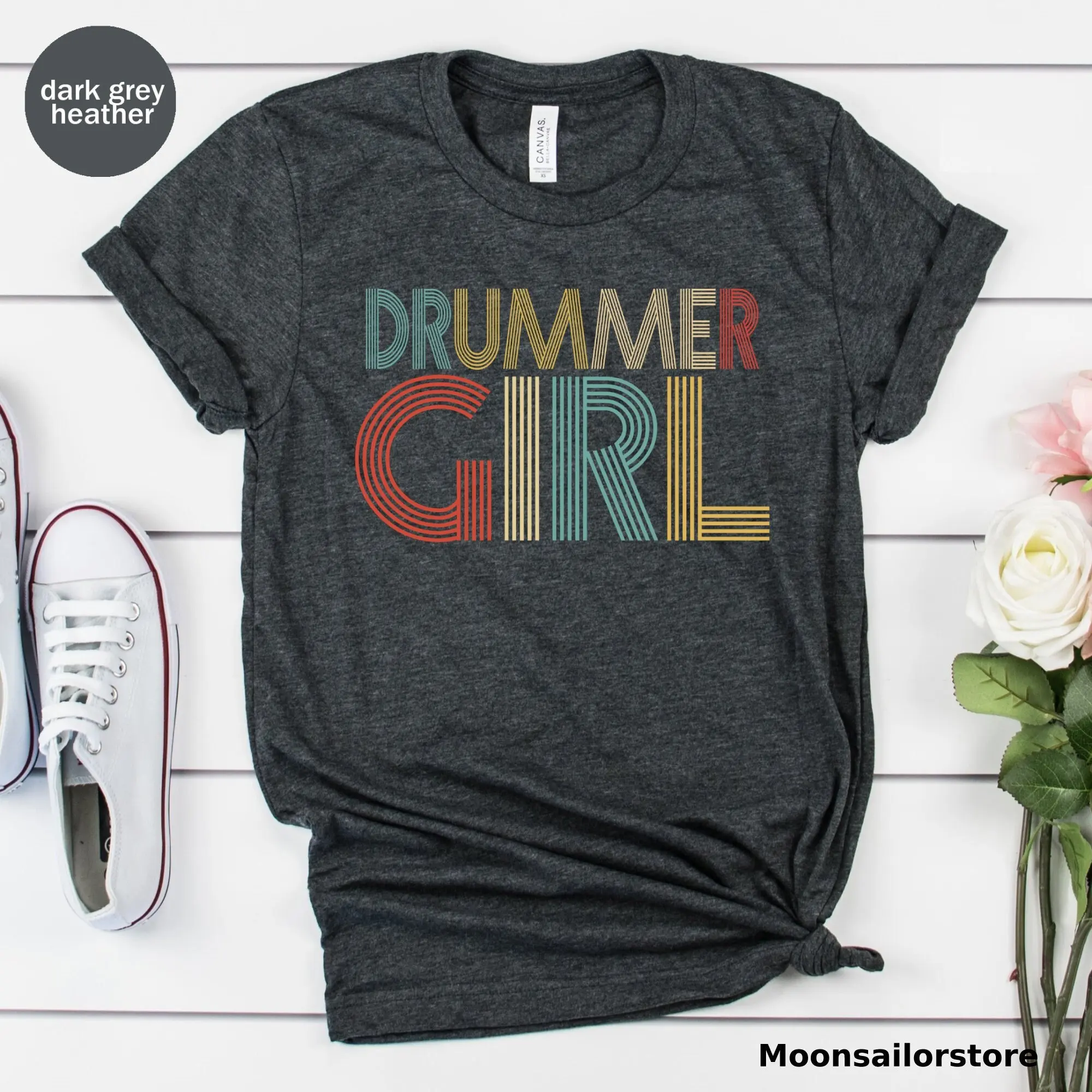 Drummer Girl T Shirt For Drummers Drums Funny Musicians S Band Daughter