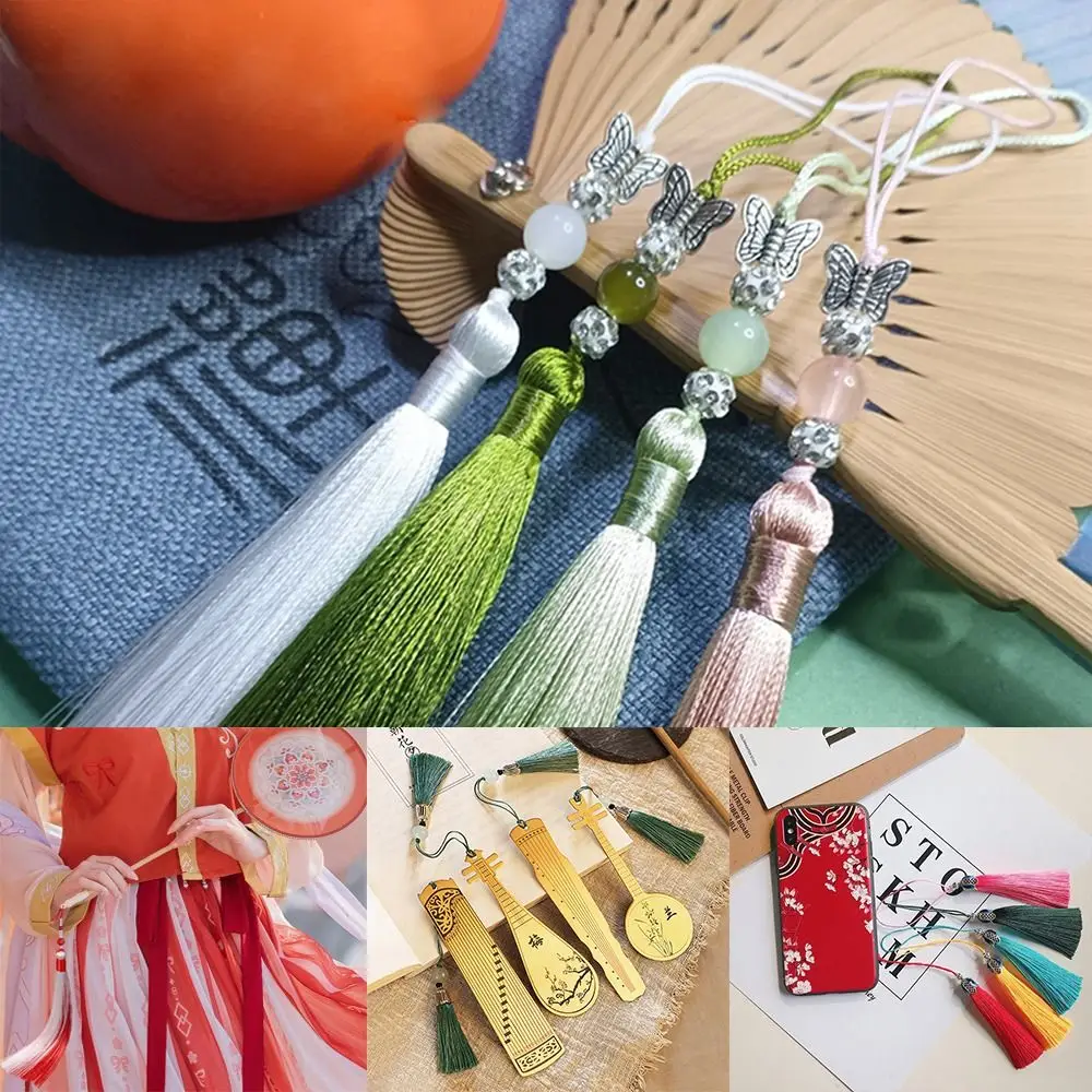 Llavero marcapáginas de la suerte con borlas, manualidades DIY, borla de bendición, llavero de coche, cordón, colgante para teléfono, cadena, fabricación de joyas