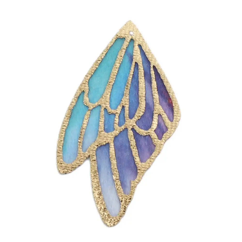 5pcs Doreen Box Fashion PU Fabric Pendants Butterfly Wing Multicolor DIY Making Earrings Jewelry Gifts Findings4cm/5cm/6cm