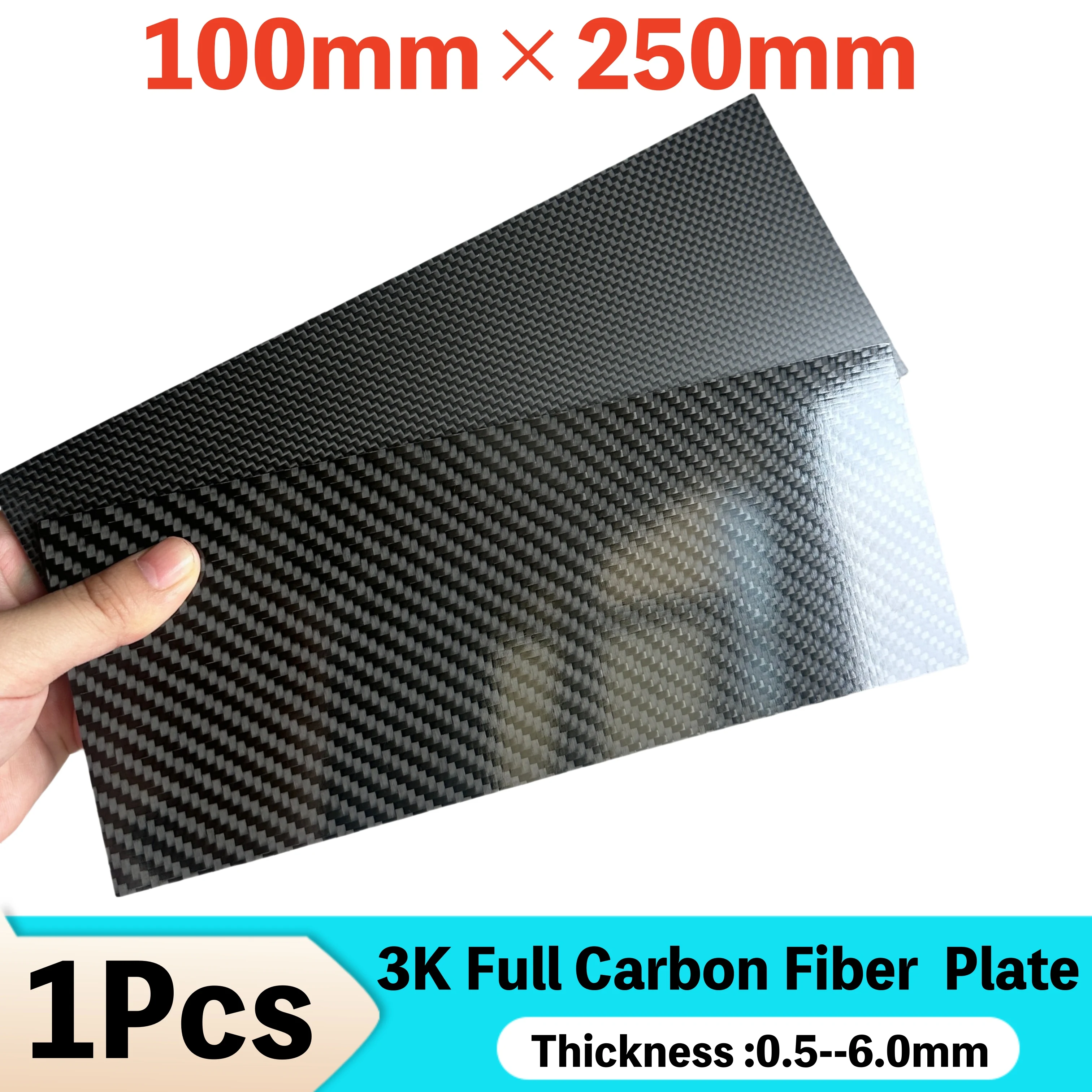 

1pcs 100mmx250mm 3K High Hardness Carbon Fiber Sheets 100% Pure Carbon Panel Board 0.5mm-5mm Thickness Carbon Fiber Model Materi