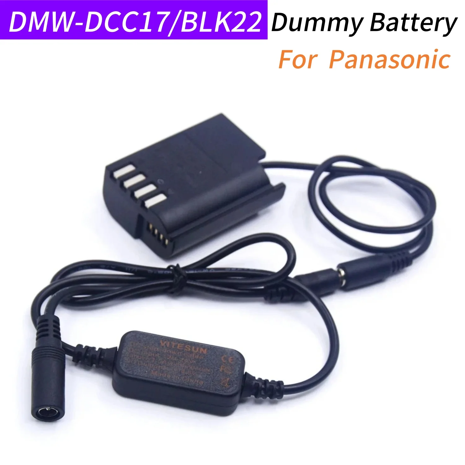 

12V-24V Step Down Cable+DMW BLK22 Dummy Battery DMW-DCC17 DC Coupler for Panasonic Lumix S5 DC-S5 DC-S5K GH6 Camera