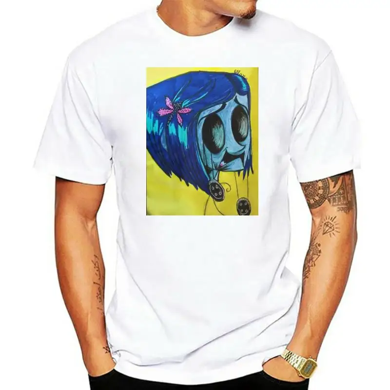 גברים של חולצה קורלין כיף שרוול קצר קורליין ג 'ונס בלחיצת כפתור עיניים חולצת טי כותנה הדפס חולצות כותנה