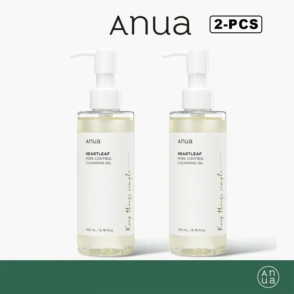 Anua Skincare Products Set Heartleaf Acne Toner 77 250ml and Makeup Pore Control Cleansing Oil 200ml Glow Recipe Skin Care Sets