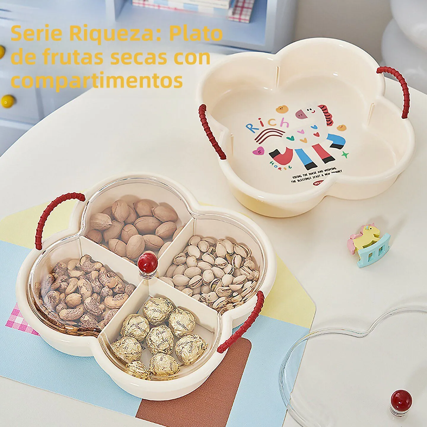 Caja Organizadora de Frutos Secos y Dulces para Sala de Estar, Separador de Aperitivos, Organizador Dividido, Material Plásti...