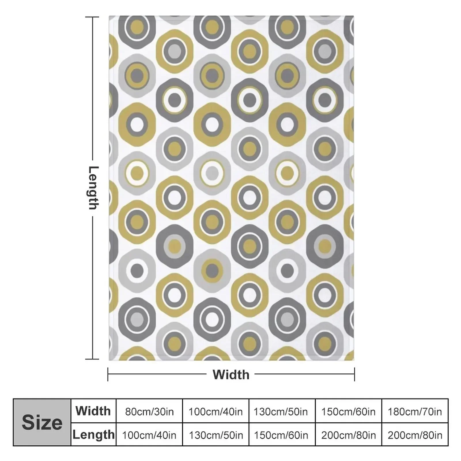 Buttons Geometric Honeycomb Pattern in Gray and Burnished Gold Throw Blanket Luxury Brand Furry manga Personalized Gift Blankets