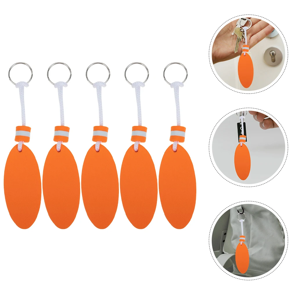 

5 Pcs Floating Key Holder Surfboard Keychain Keychains Beach Orange Sports Gifts