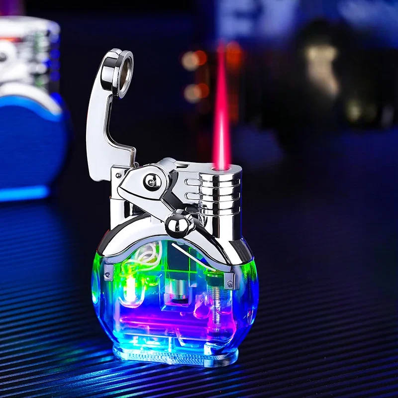 Trendy and Colorful Rocker Arm Windproof Lighter Flash Seven Color Light Personalized Lighter Cigarette Accessories for Men 2025 - Image 2
