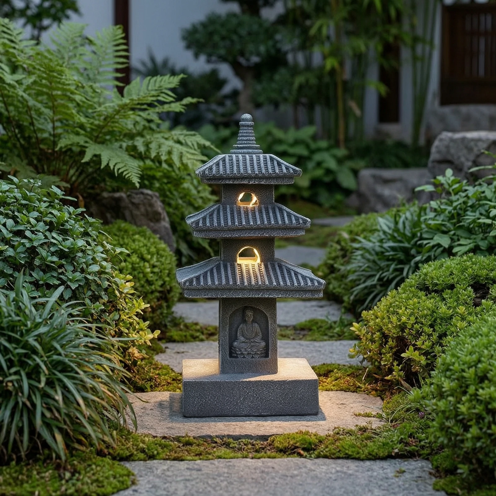 Pagoda Statue with Light Zen P - Outdoor Zen Lighting recension och pris