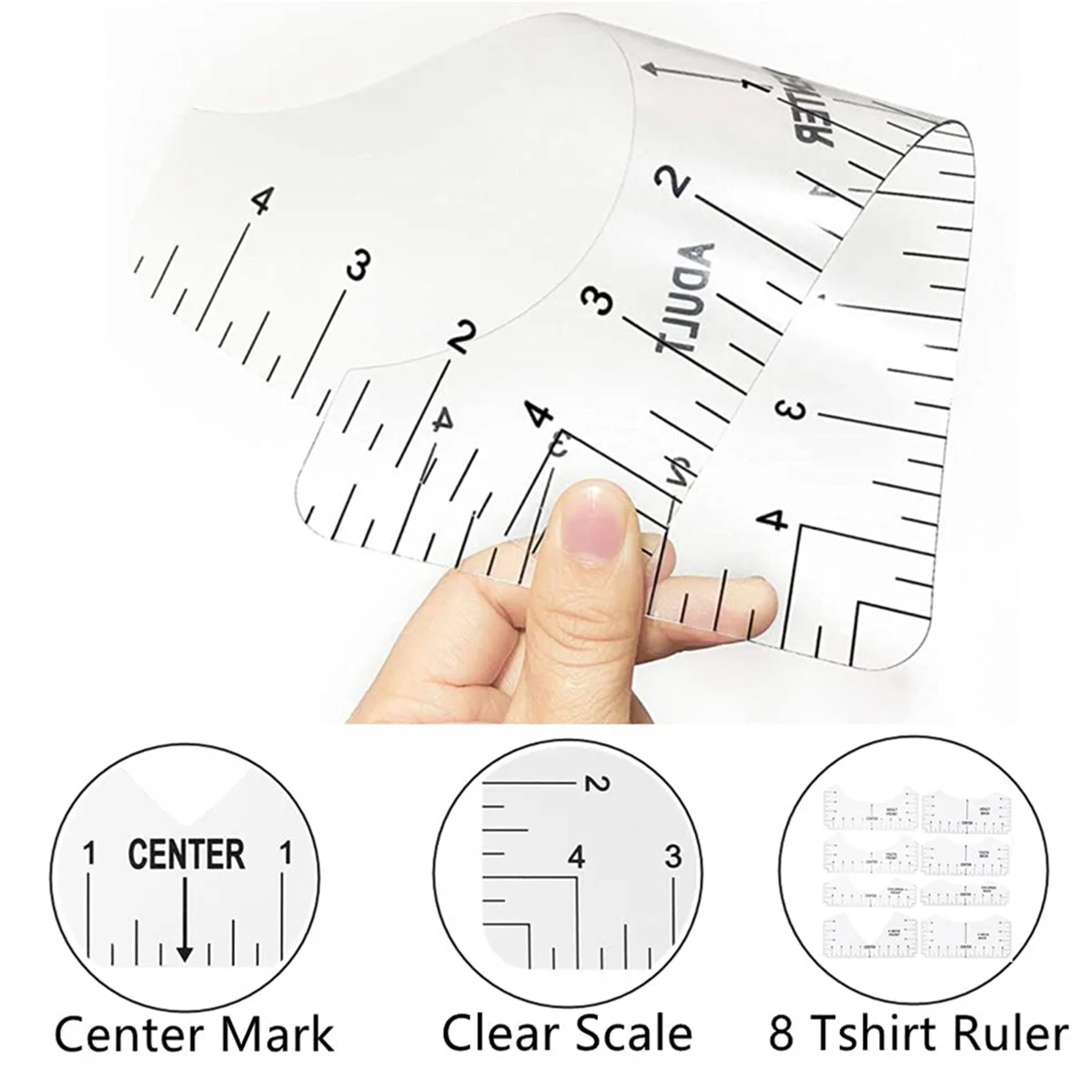 Tshirt Ruler PTFE-Sheets Heat Tape 3 PTFE Sheet for Heat Press,8 Tshirt Ruler Guide,1 Heat Resistant Tape