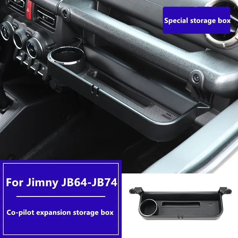 Passenger Storage Box Water Cup Holder Passenger Storage Expansion Storage Box Is Suitable for 2019+ Suzuki Jimny JB74/JB64