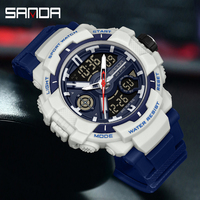 SANDA 6226 Men's Sports Alarm Clock Stopwatch Digital Backlight Dual Time Display Waterproof LED Men's Quartz Watch 2025