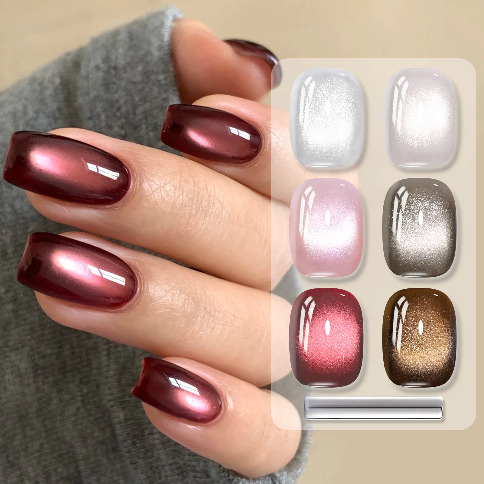 BORN PRETTY 6 bouteilles 7ml obsidienne Ode chat ensemble de Gel magnétique rouge sang Ultra brillance tremper Gel UV vernis à ongles ensemble de manucure