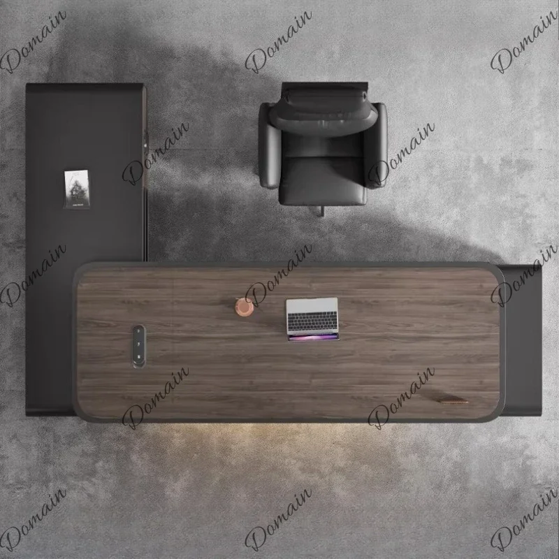 XX Multi Functional Baking Paint Office Table With Side Cabinet Modern High-end Luxury Computer Desk Bureaux De Travail Furnitur