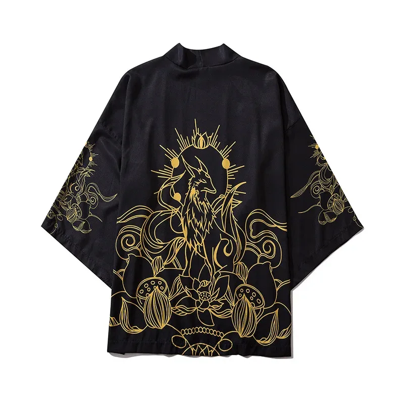 

Japanese Loose Cape Casual Cloak Chinese Style Robe Daywear Three Quarter Sleeve Haori Women Men Tops Coat Cosplay Costume