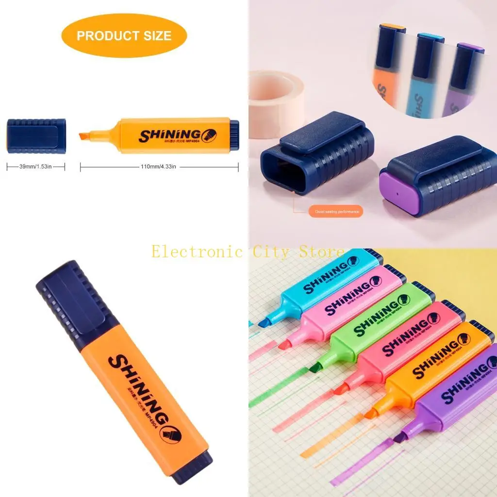 

Fluorescent Highlighter Pen Quick Drying Broad Chiseled Tip For Highlighting HU8D