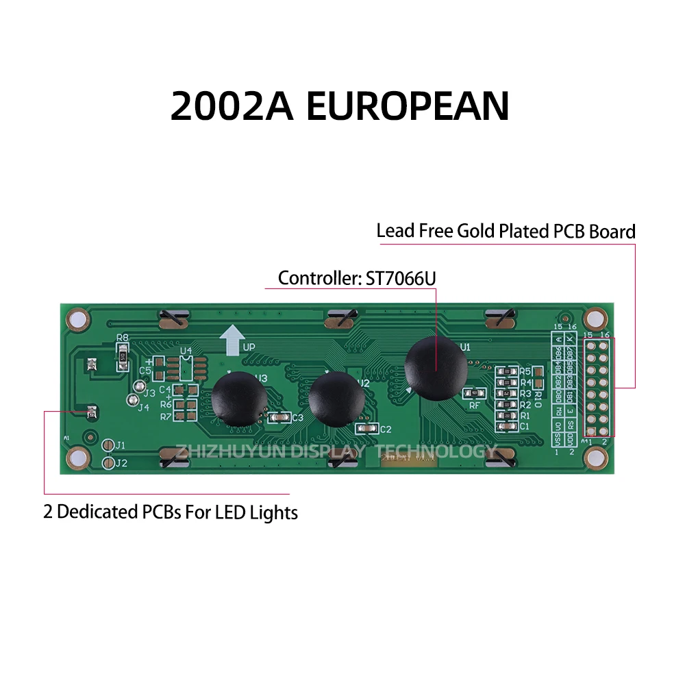 Factory Supplies 2002A European Character LCD Module BTN Black Film 116*37*11.3Mm 2-Line Character Screen